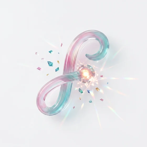 L'icona dell'app FoldEngine: un nastro di vetro piegato ad anello, con un punto di luce dove gira.